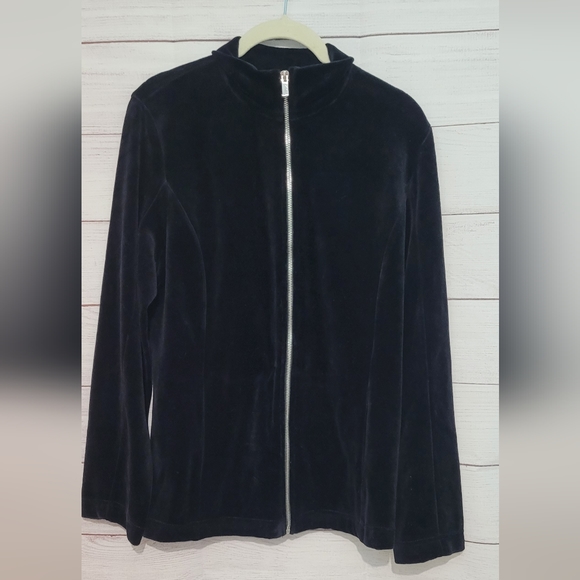 Nwot Jones New York Black velour full zip size Large - Picture 5 of 8
